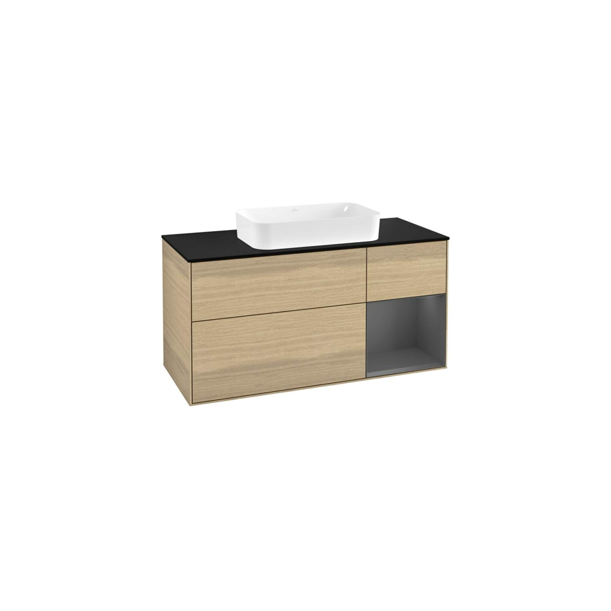 V&B Waschtischunterschrank Wandbeleuchtung Finion 120cm, Pl b m, Reg re Anthrac. m, Oa ven ; Villeroy & Boch