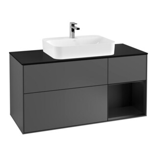 V&B Waschtischunterschrank Wandbeleuchtung Finion 120cm, Pl b m, Reg re bla m, Anthrac. m