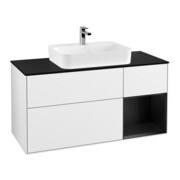 V&B Waschtischunterschrank Wandbeleuchtung Finion 120cm, Pl b m, Reg re bla m, glo wh. Lac