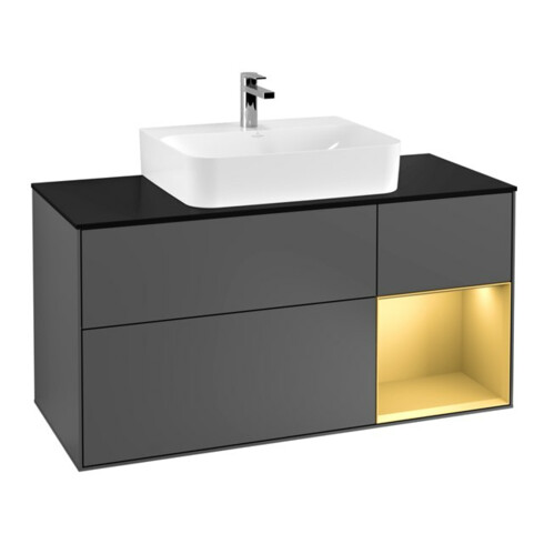 V&B Waschtischunterschrank Wandbeleuchtung Finion 120cm, Pl b m, Reg re gol m, Anthrac. m