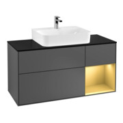 V&B Waschtischunterschrank Wandbeleuchtung Finion 120cm, Pl b m, Reg re gol m, Anthrac. m