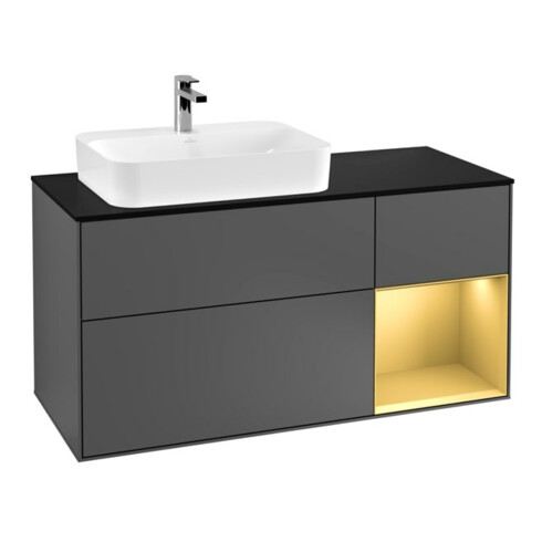 V&B Waschtischunterschrank Wandbeleuchtung Finion 120cm, Pl b m, Reg re gol m, Anthrac. m
