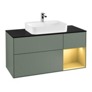 V&B Waschtischunterschrank Wandbeleuchtung Finion 120cm, Pl b m, Reg re gol m, Oli. m Lac