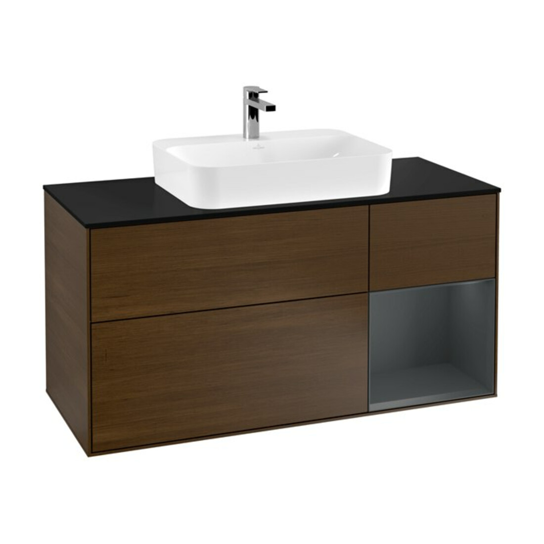 V&B Waschtischunterschrank Wandbeleuchtung Finion 120cm, Pl b m, Reg re md bl. m, wal ven