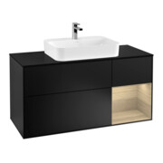 V&B Waschtischunterschrank Wandbeleuchtung Finion 120cm, Pl b m, Reg re Oa ven, bla m Lac
