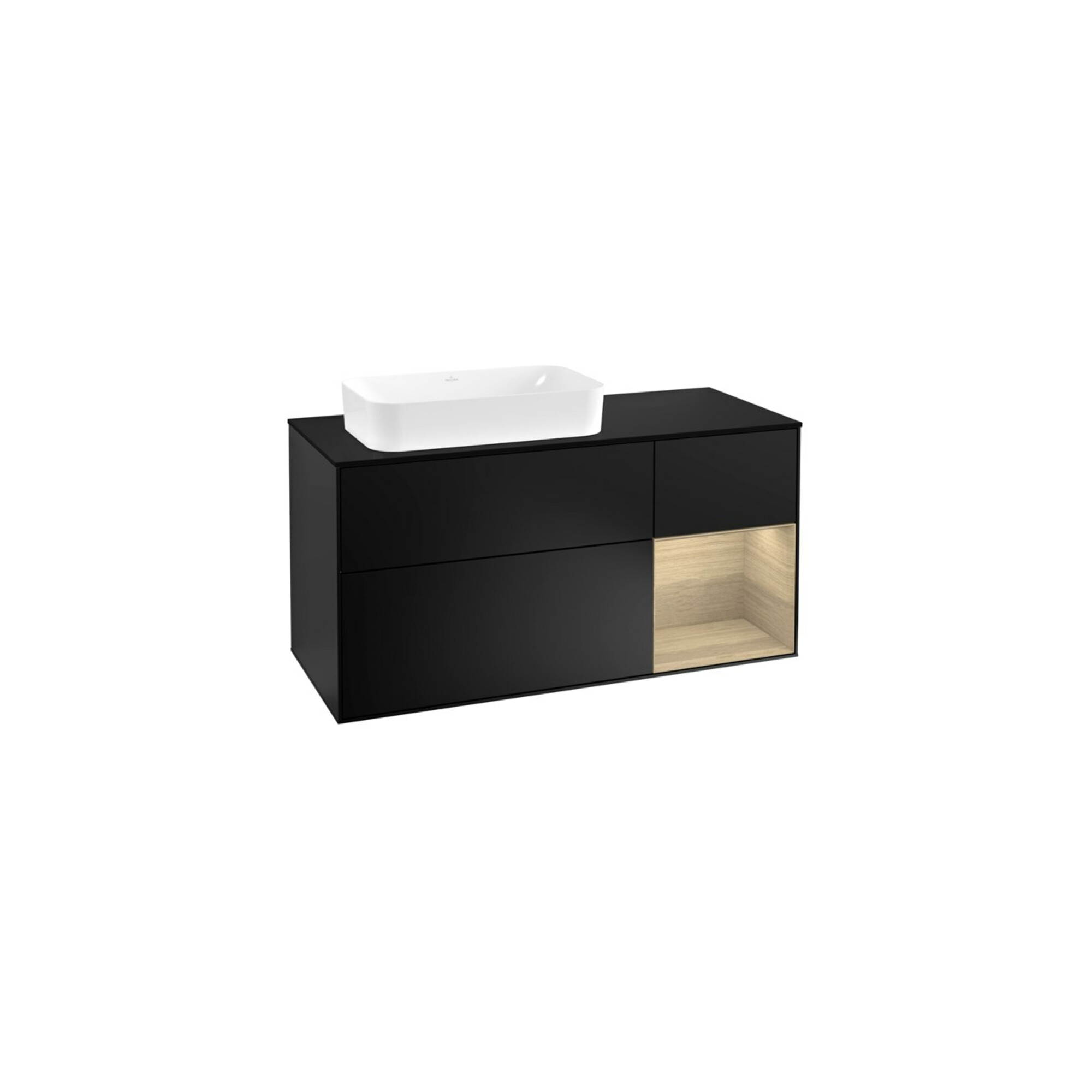 V&B Waschtischunterschrank Wandbeleuchtung Finion 120cm, Pl b m, Reg re Oa ven, bla m Lac ; Villeroy & Boch