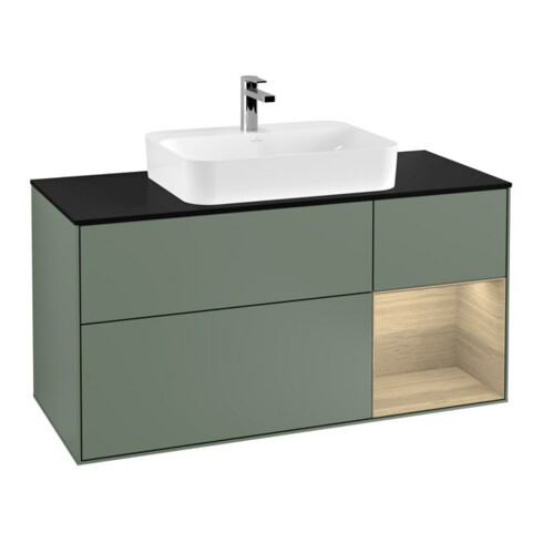 V&B Waschtischunterschrank Wandbeleuchtung Finion 120cm, Pl b m, Reg re Oa ven, Oli. m Lac