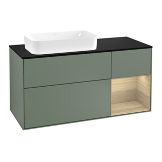V&B Waschtischunterschrank Wandbeleuchtung Finion 120cm, Pl b m, Reg re Oa ven, Oli. m Lac