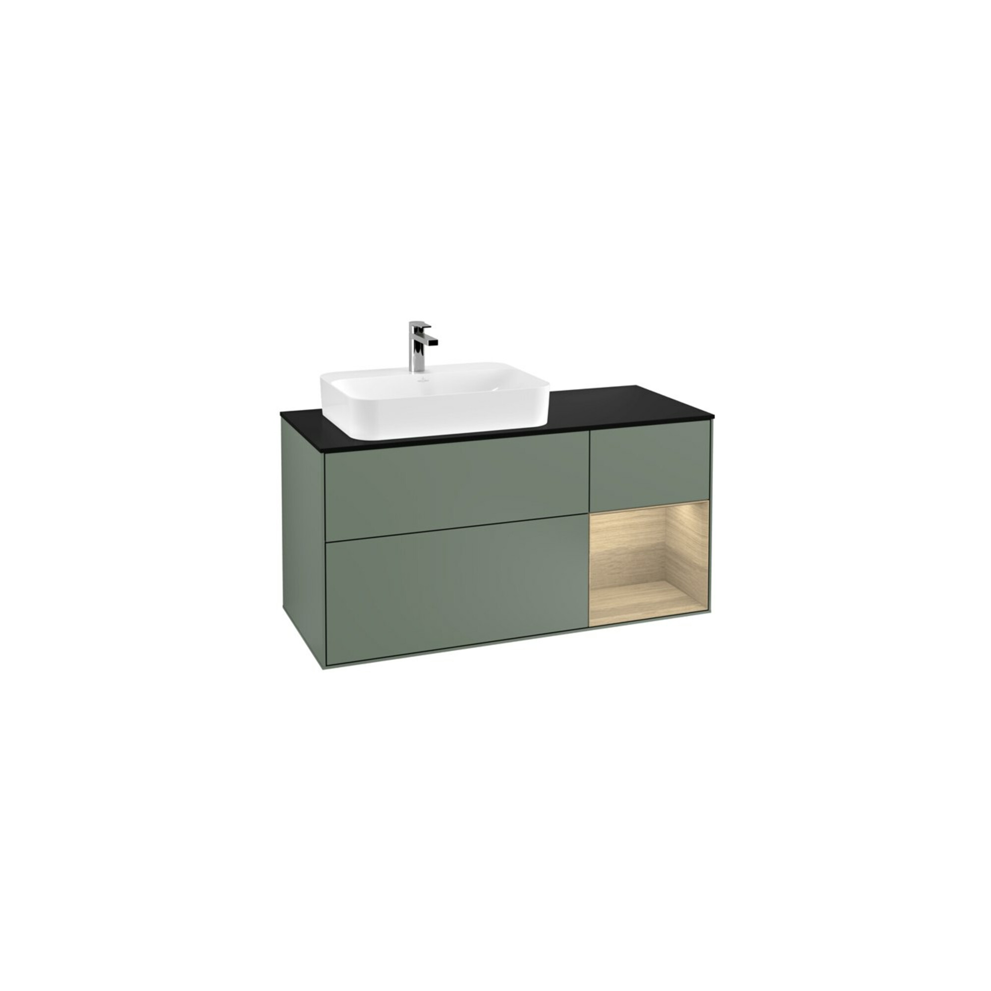 V&B Waschtischunterschrank Wandbeleuchtung Finion 120cm, Pl b m, Reg re Oa ven, Oli. m Lac ; Villeroy & Boch