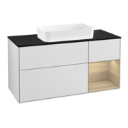 V&B Waschtischunterschrank Wandbeleuchtung Finion 120cm, Pl b m, Reg re Oa ven, wh. m Lac
