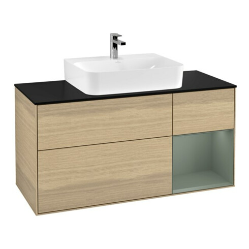 V&B Waschtischunterschrank Wandbeleuchtung Finion 120cm, Pl b m, Reg re Oli. m Lac, Oa ven