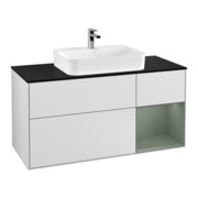 V&B Waschtischunterschrank Wandbeleuchtung Finion 120cm, Pl b m, Reg re Oli. m, wh. m Lac