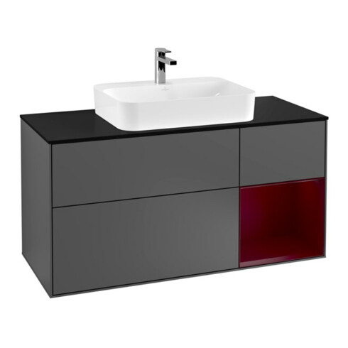 V&B Waschtischunterschrank Wandbeleuchtung Finion 120cm, Pl b m, Reg re Peo m, Anthrac. m