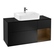 V&B Waschtischunterschrank Wandbeleuchtung Finion 120cm, Pl b m, Reg re wal ven, bla m Lac