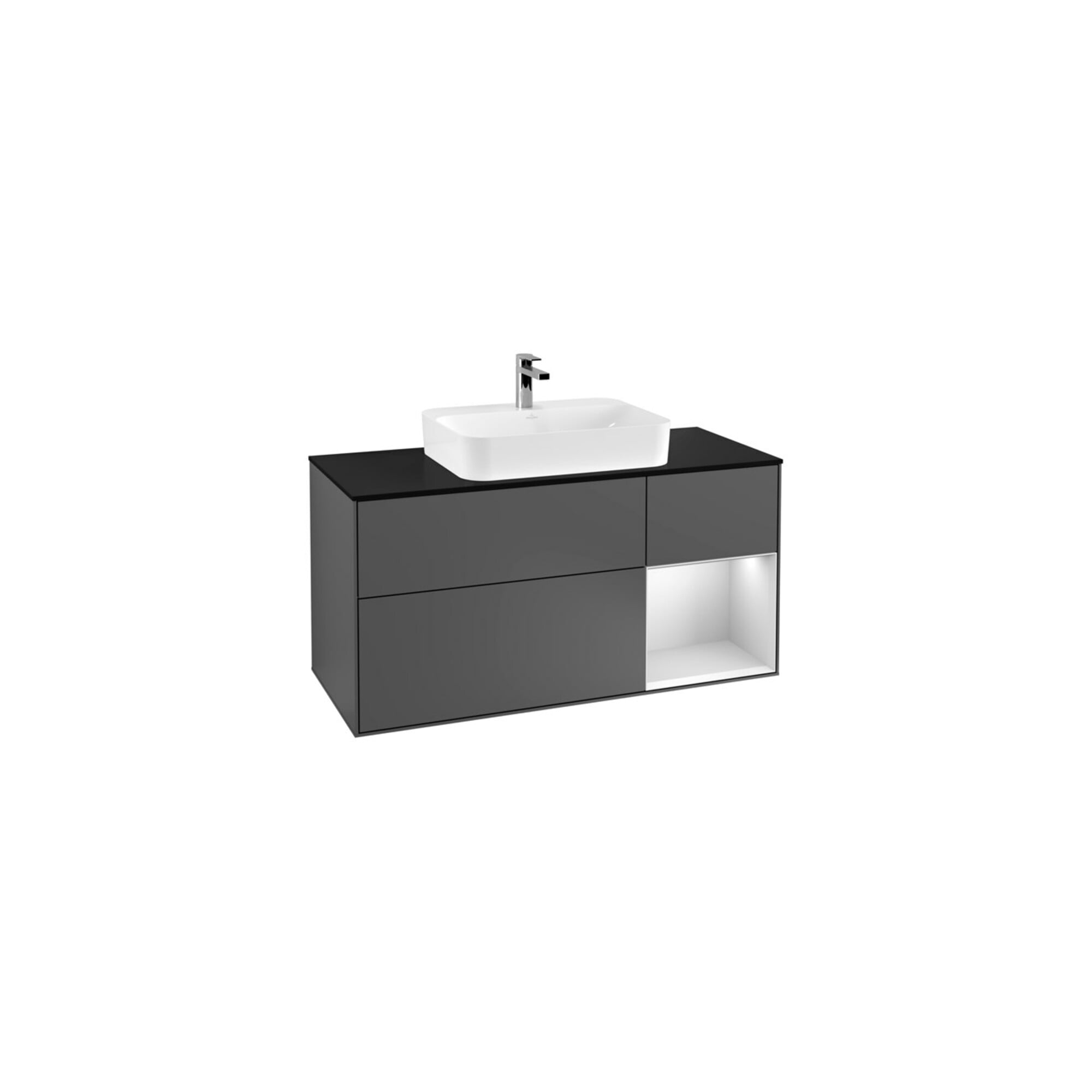 V&B Waschtischunterschrank Wandbeleuchtung Finion 120cm, Pl b m, Reg re wh. m, Anthrac. m ; Villeroy & Boch