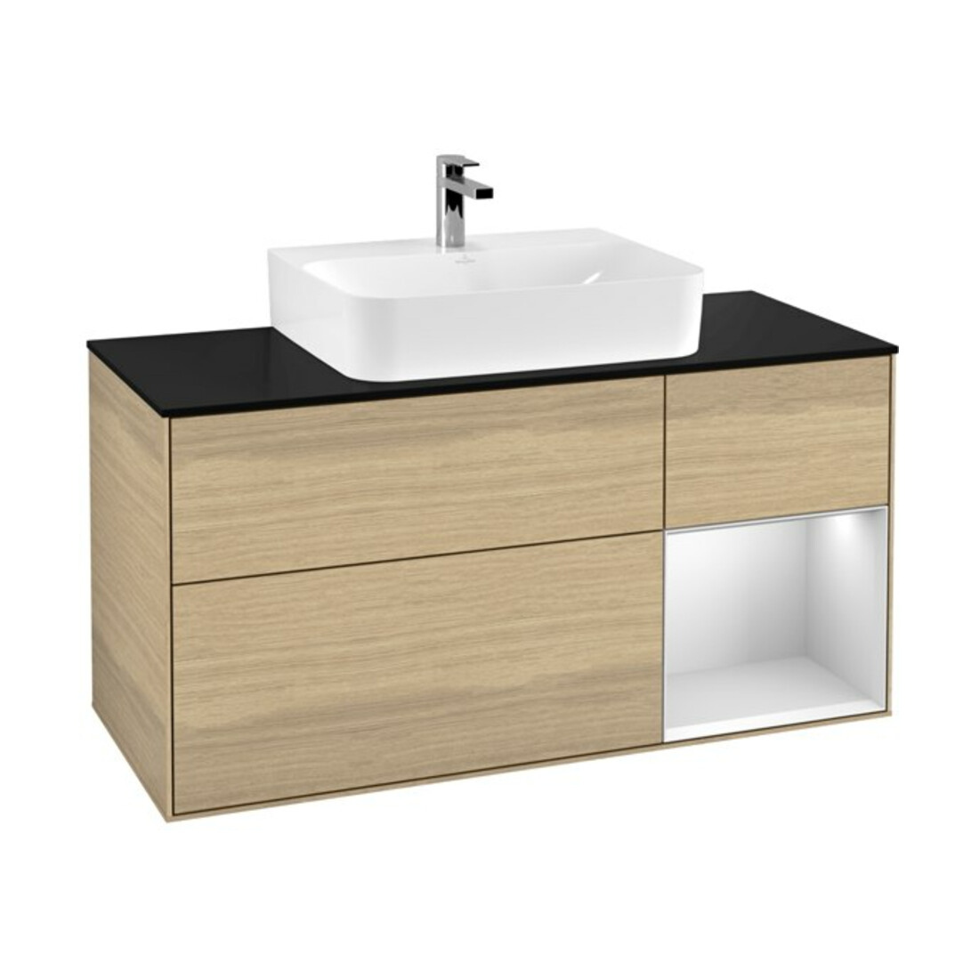 V&B Waschtischunterschrank Wandbeleuchtung Finion 120cm, Pl b m, Reg re wh. m Lac, Oa ven