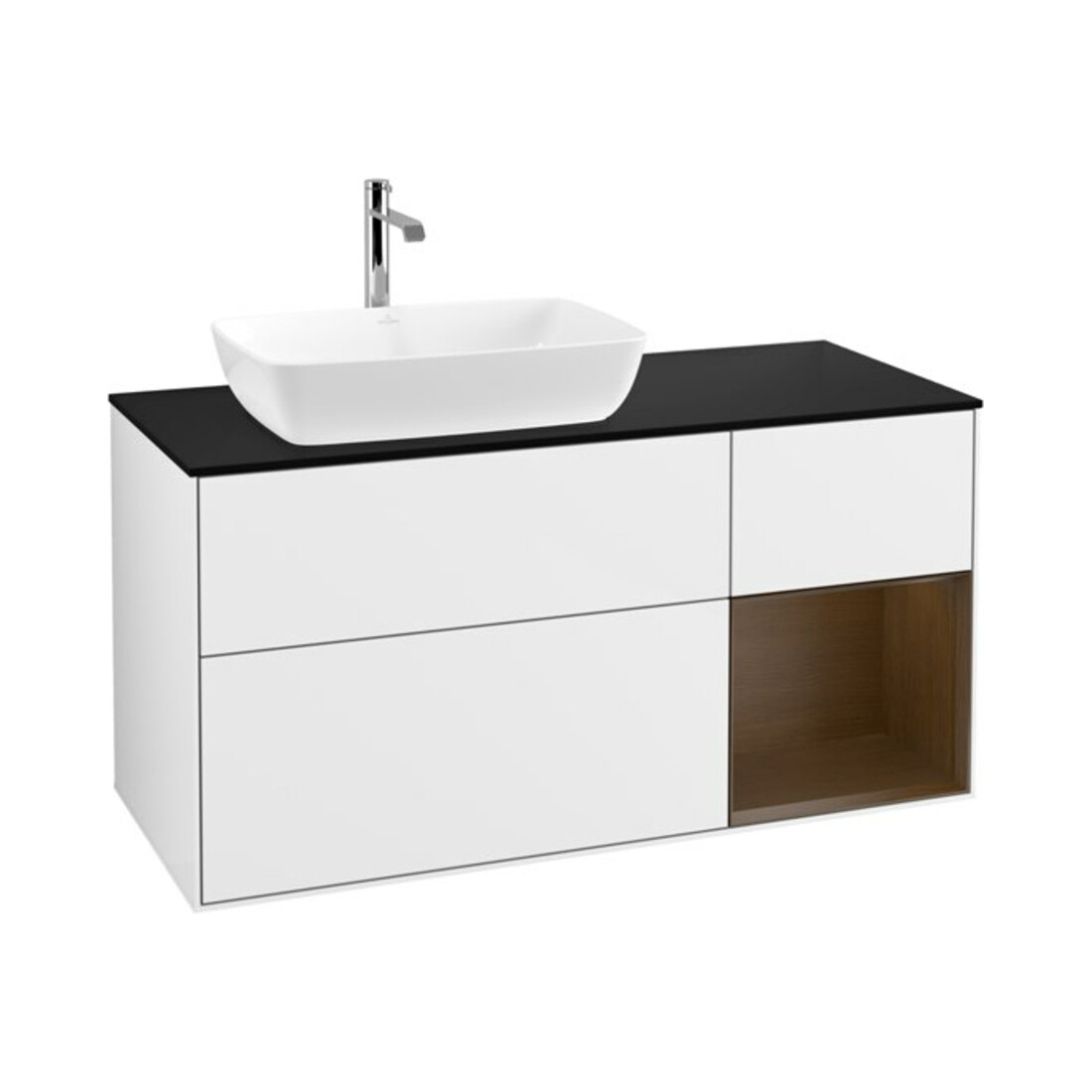 V&B Waschtischunterschrank Wandbeleuchtung Finion 120cm, Pl b m, Reg wal ven, glo wh. Lac