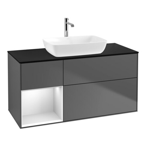 V&B Waschtischunterschrank Wandbeleuchtung Finion 120cm, Pl b m, Reg wh. m Lac, Anthrac. m