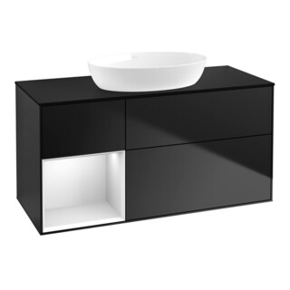 V&B Waschtischunterschrank Wandbeleuchtung Finion 120cm, Pl b m, Reg wh. m Lac, bla m Lac