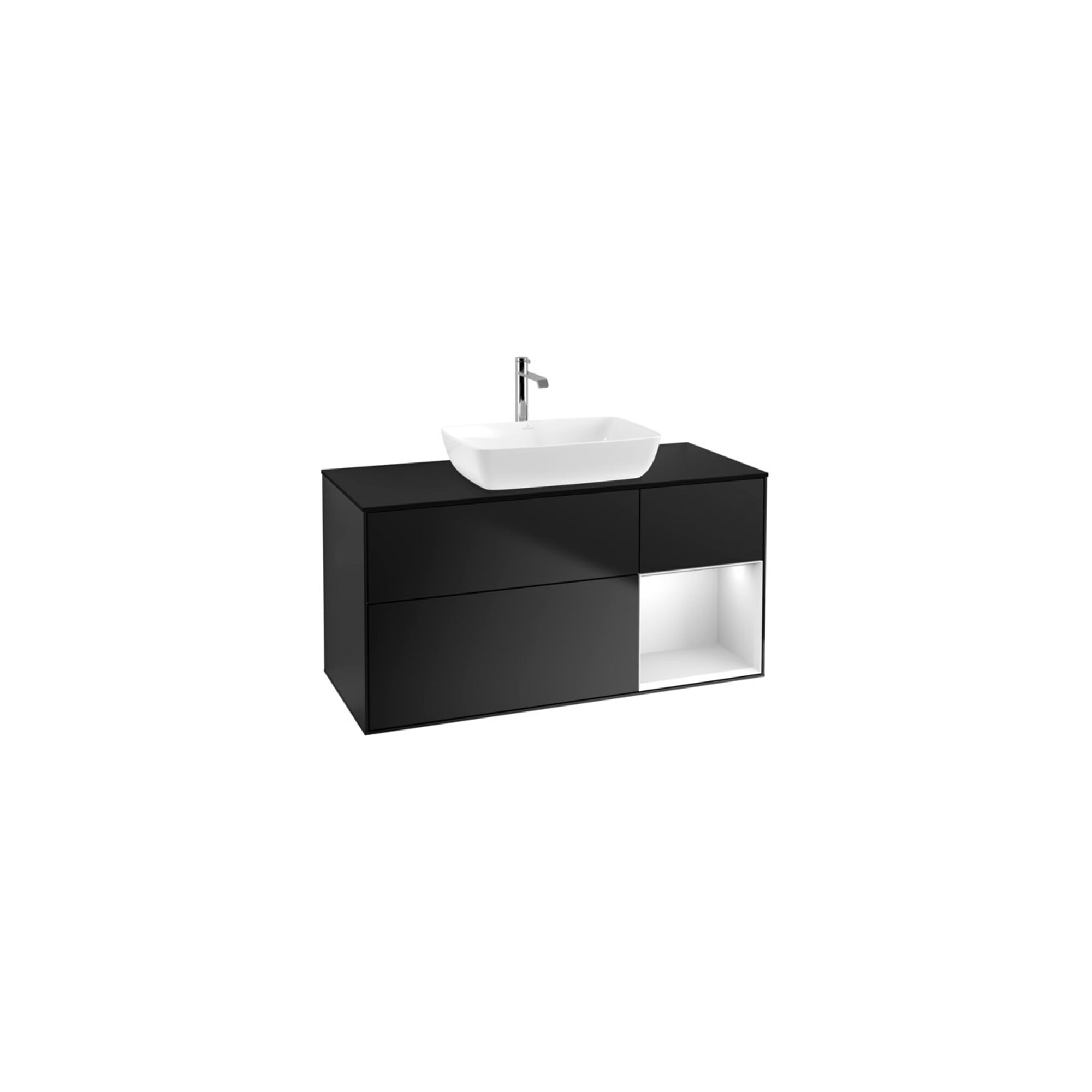 V&B Waschtischunterschrank Wandbeleuchtung Finion 120cm, Pl b m, Reg wh. m Lac, bla m Lac ; Villeroy & Boch