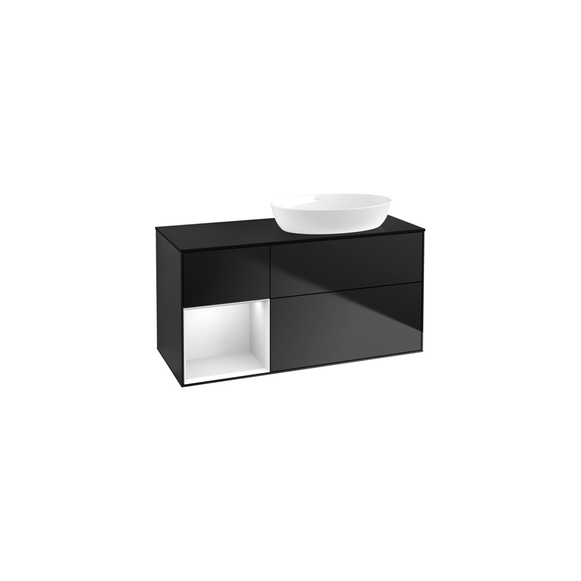 V&B Waschtischunterschrank Wandbeleuchtung Finion 120cm, Pl b m, Reg wh. m Lac, bla m Lac ; Villeroy & Boch