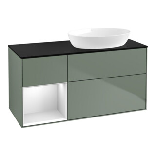 V&B Waschtischunterschrank Wandbeleuchtung Finion 120cm, Pl b m, Reg wh. m Lac, Oli. m Lac
