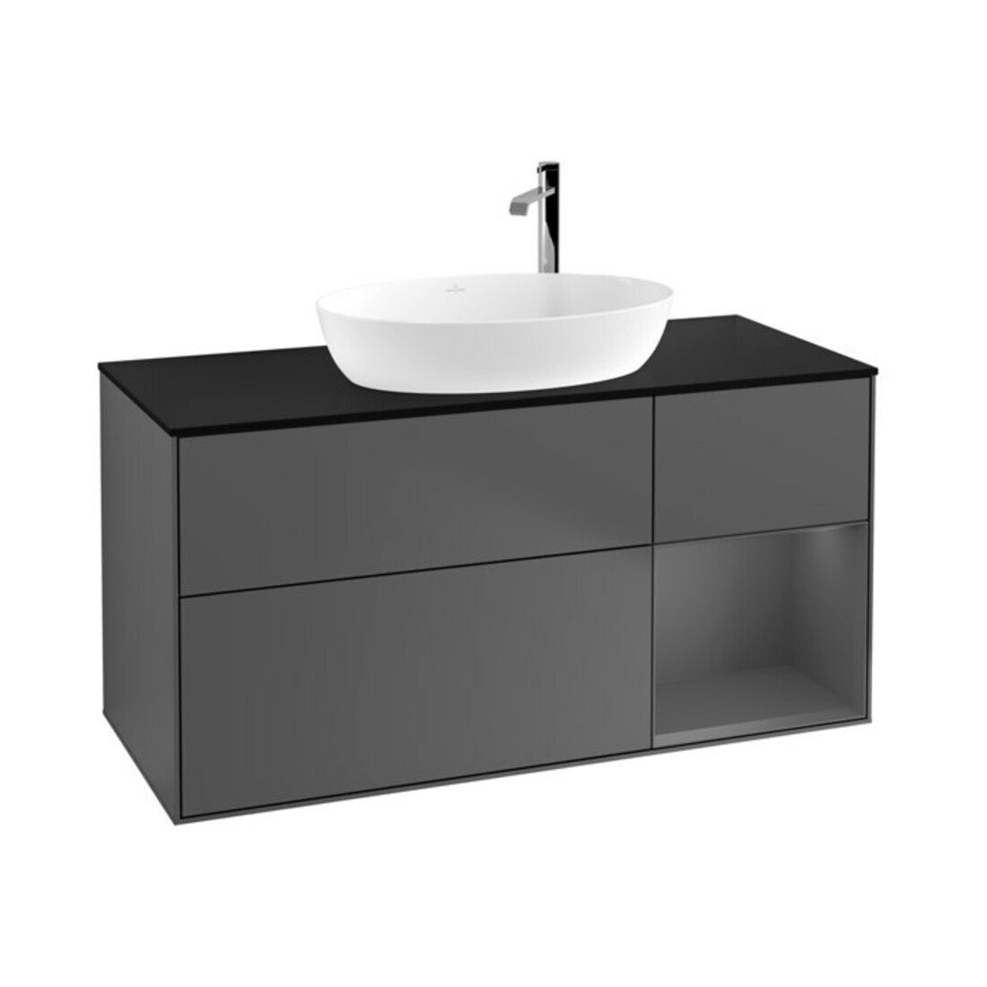 V&B Waschtischunterschrank Wandbeleuchtung Finion 120cm, Pl b m, Rg A m Lac, Anthrac. m