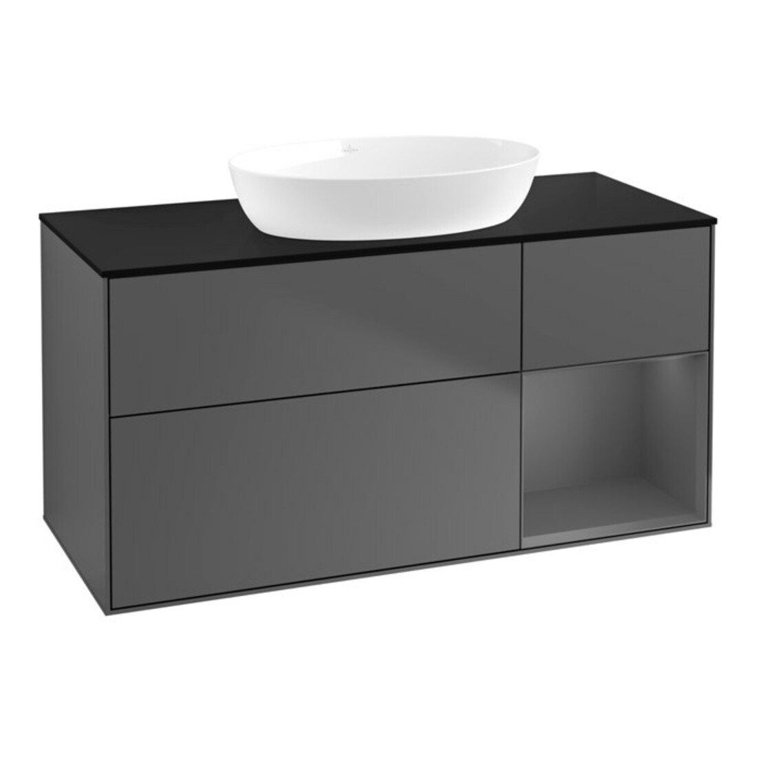 V&B Waschtischunterschrank Wandbeleuchtung Finion 120cm, Pl b m, Rg A m Lac, Anthrac. m