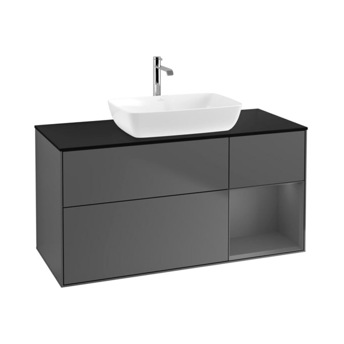 V&B Waschtischunterschrank Wandbeleuchtung Finion 120cm, Pl b m, Rg A m Lac, Anthrac. m