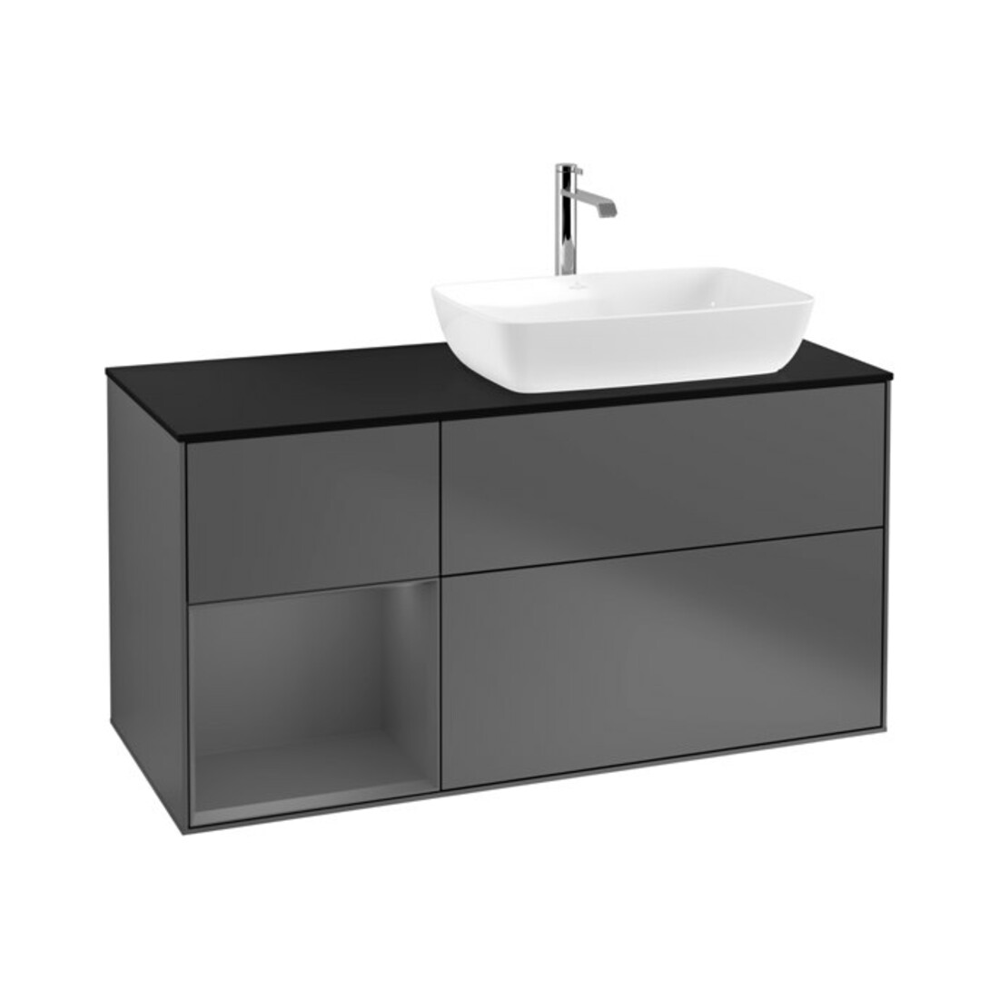 V&B Waschtischunterschrank Wandbeleuchtung Finion 120cm, Pl b m, Rg A m Lac, Anthrac. m