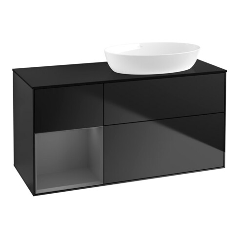 V&B Waschtischunterschrank Wandbeleuchtung Finion 120cm, Pl b m, Rg A m Lac, bla m Lac