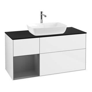 V&B Waschtischunterschrank Wandbeleuchtung Finion 120cm, Pl b m, Rg A m Lac, glo wh. Lac