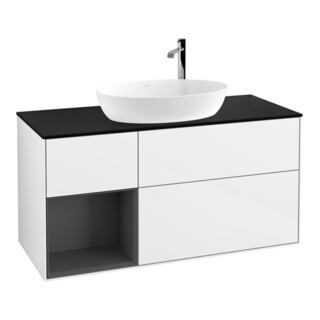 V&B Waschtischunterschrank Wandbeleuchtung Finion 120cm, Pl b m, Rg A m Lac, glo wh. Lac