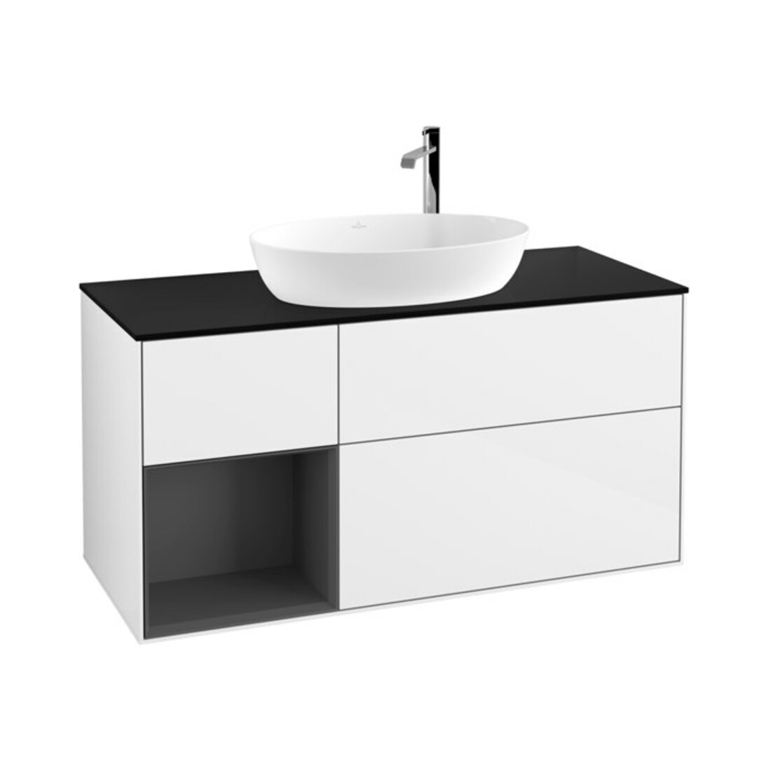 V&B Waschtischunterschrank Wandbeleuchtung Finion 120cm, Pl b m, Rg A m Lac, glo wh. Lac