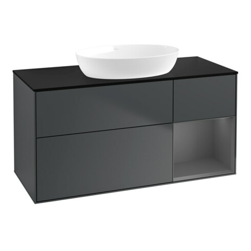 V&B Waschtischunterschrank Wandbeleuchtung Finion 120cm, Pl b m, Rg A m Lac, md bl. m Lac
