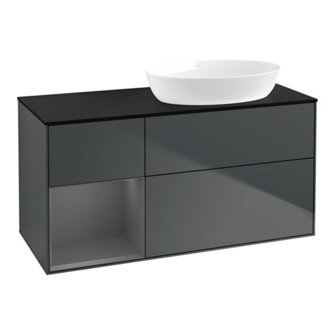 V&B Waschtischunterschrank Wandbeleuchtung Finion 120cm, Pl b m, Rg A m Lac, md bl. m Lac