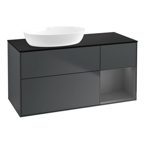 V&B Waschtischunterschrank Wandbeleuchtung Finion 120cm, Pl b m, Rg A m Lac, md bl. m Lac