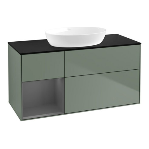 V&B Waschtischunterschrank Wandbeleuchtung Finion 120cm, Pl b m, Rg A m Lac, Oli. m Lac