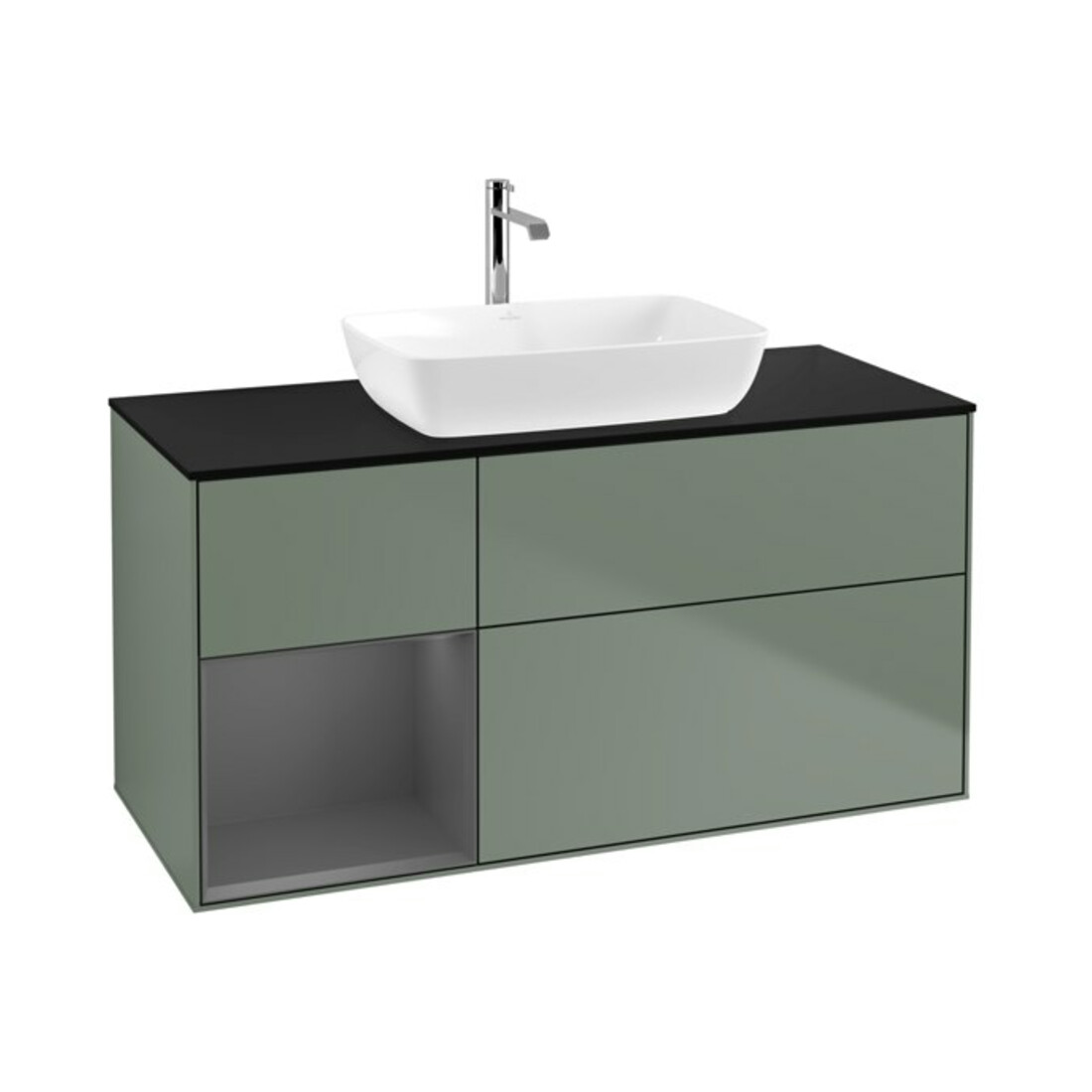 V&B Waschtischunterschrank Wandbeleuchtung Finion 120cm, Pl b m, Rg A m Lac, Oli. m Lac
