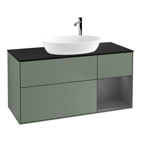 V&B Waschtischunterschrank Wandbeleuchtung Finion 120cm, Pl b m, Rg A m Lac, Oli. m Lac