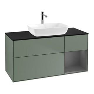 V&B Waschtischunterschrank Wandbeleuchtung Finion 120cm, Pl b m, Rg A m Lac, Oli. m Lac