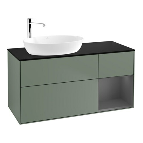 V&B Waschtischunterschrank Wandbeleuchtung Finion 120cm, Pl b m, Rg A m Lac, Oli. m Lac