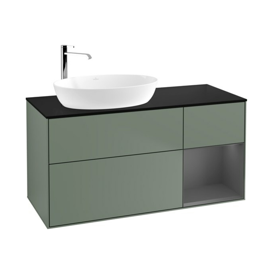 V&B Waschtischunterschrank Wandbeleuchtung Finion 120cm, Pl b m, Rg A m Lac, Oli. m Lac