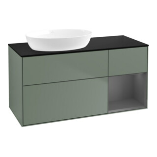 V&B Waschtischunterschrank Wandbeleuchtung Finion 120cm, Pl b m, Rg A m Lac, Oli. m Lac