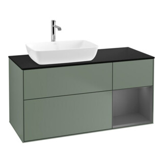 V&B Waschtischunterschrank Wandbeleuchtung Finion 120cm, Pl b m, Rg A m Lac, Oli. m Lac