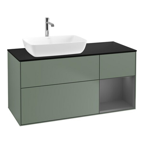 V&B Waschtischunterschrank Wandbeleuchtung Finion 120cm, Pl b m, Rg A m Lac, Oli. m Lac