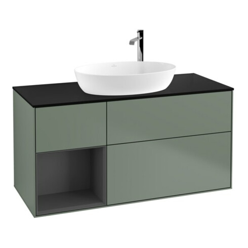 V&B Waschtischunterschrank Wandbeleuchtung Finion 120cm, Pl b m, Rg A m Lac, Oli. m Lac