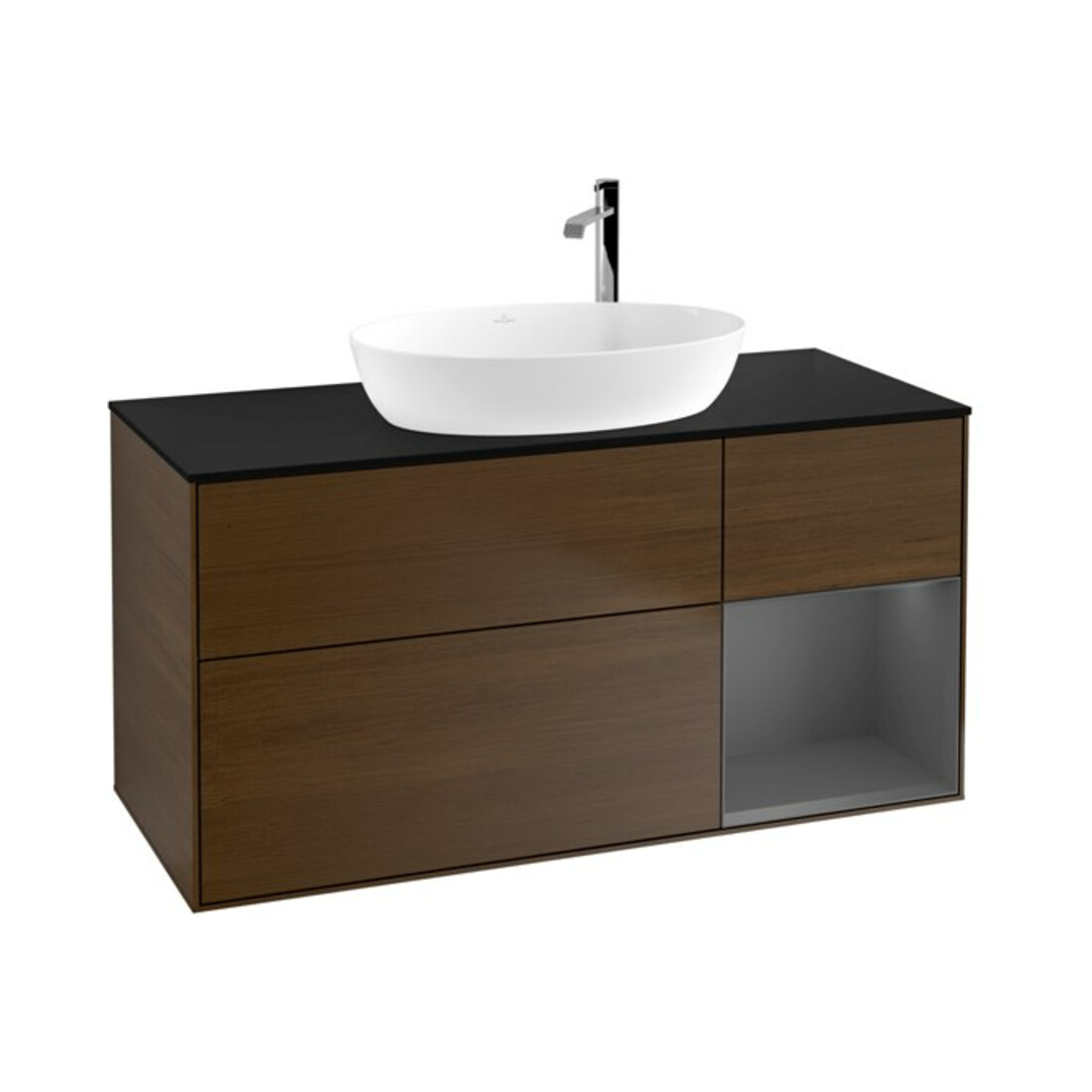 V&B Waschtischunterschrank Wandbeleuchtung Finion 120cm, Pl b m, Rg A m Lac, wal ven