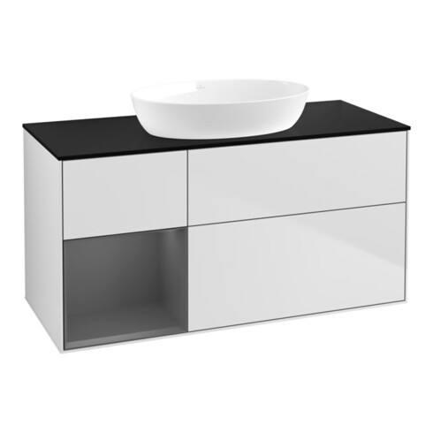 V&B Waschtischunterschrank Wandbeleuchtung Finion 120cm, Pl b m, Rg A m Lac, wh. m Lac