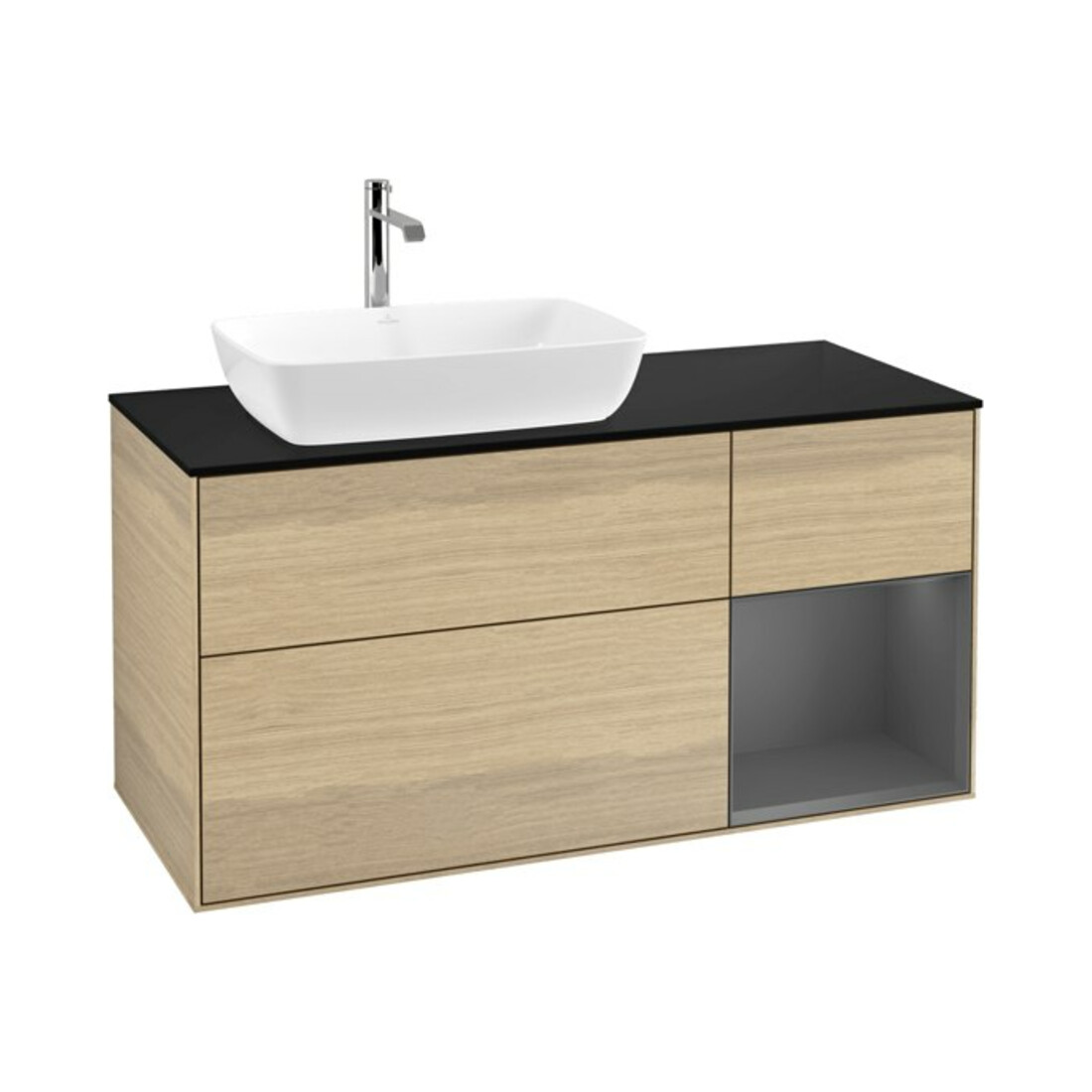 V&B Waschtischunterschrank Wandbeleuchtung Finion 120cm, Pl b m, Rg Anthrac. m Lac, Oa ven